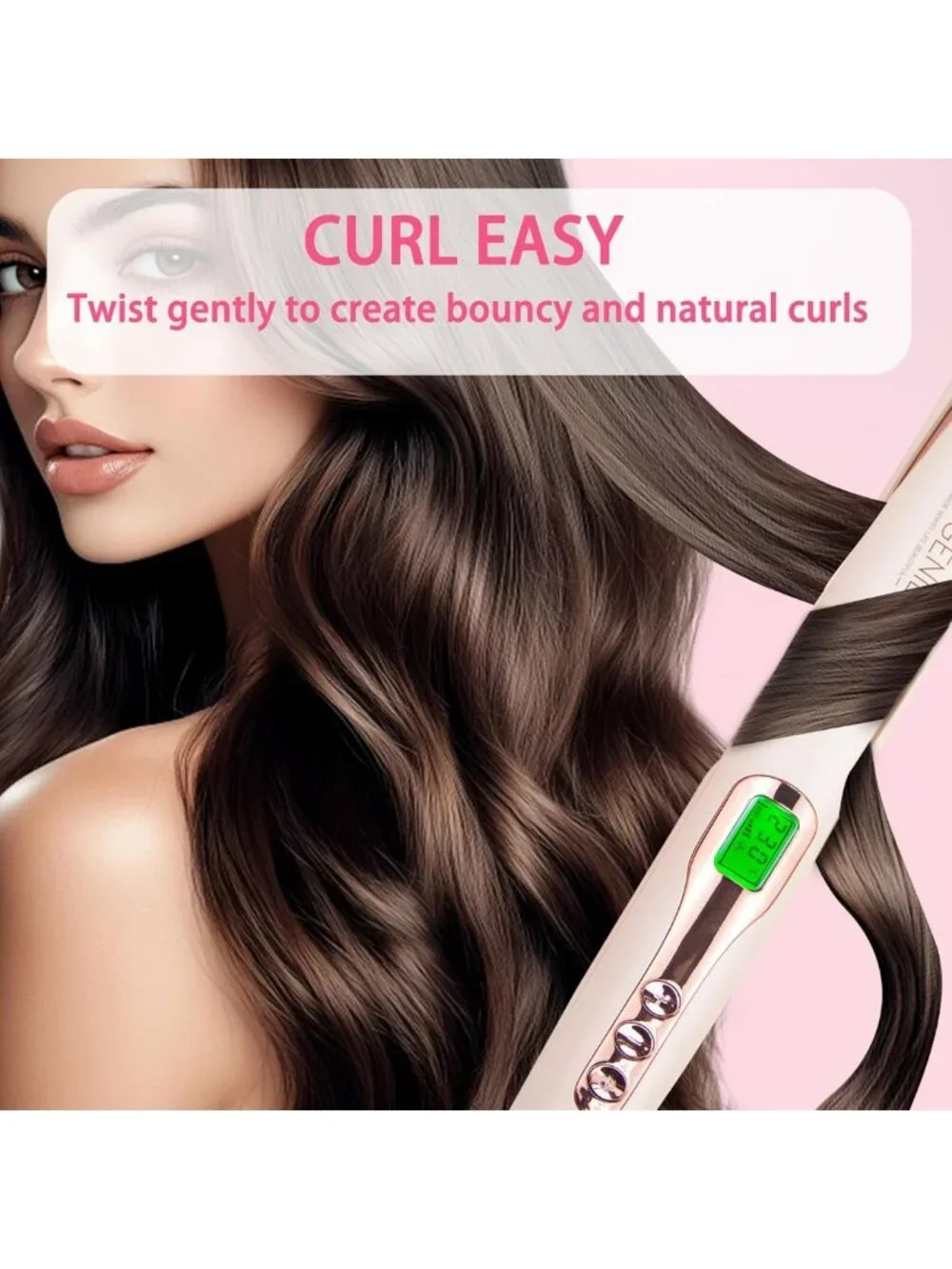 2-in-1 Hair Straightener & Curler, Dual Voltage Flat Iron, Adjustable Temp